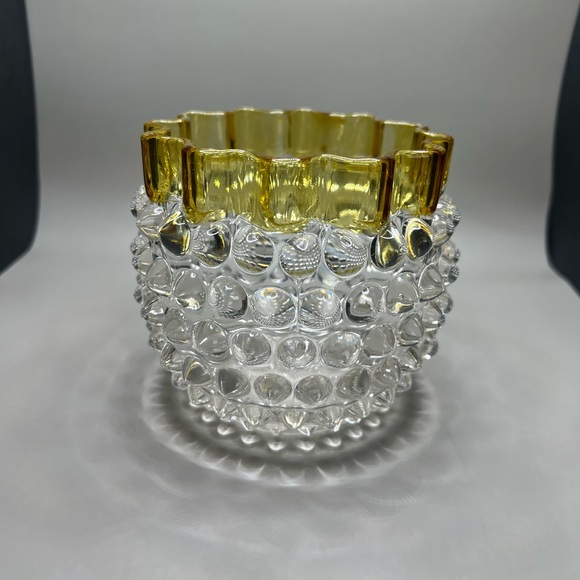 Hobbs Brockunier 323 Yellow Frances Dew Drop Hobnail Ware Yellow Edge| 2 Lots - Picture 8 of 14